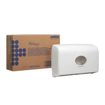Twin Mini Jumbo Toilet Tissue Dispenser White Plastic