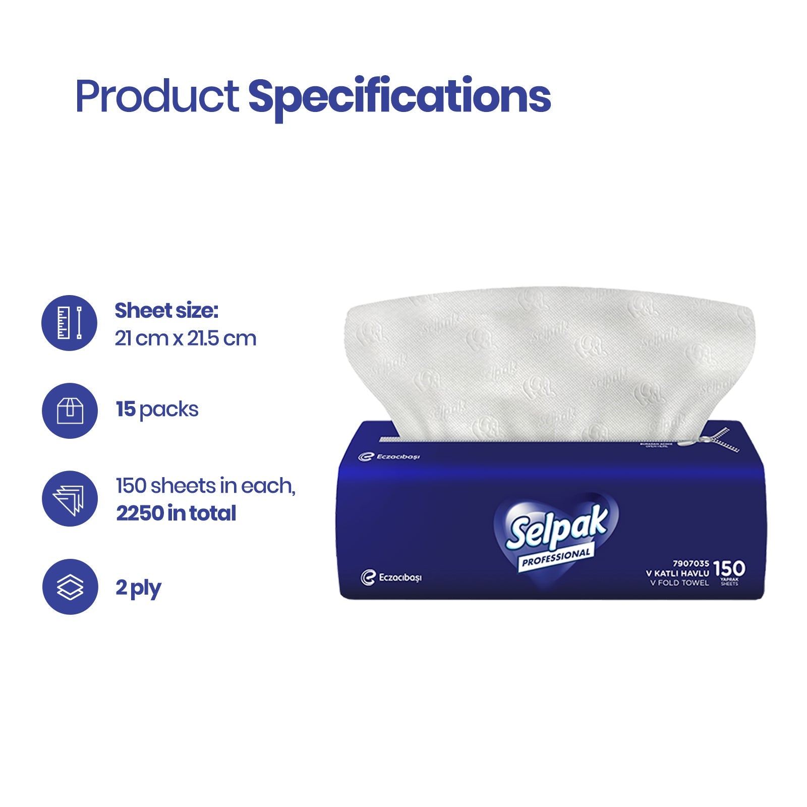 White V-Fold Selpak Professional Hand Towel x 2250 Sheet 2-ply
