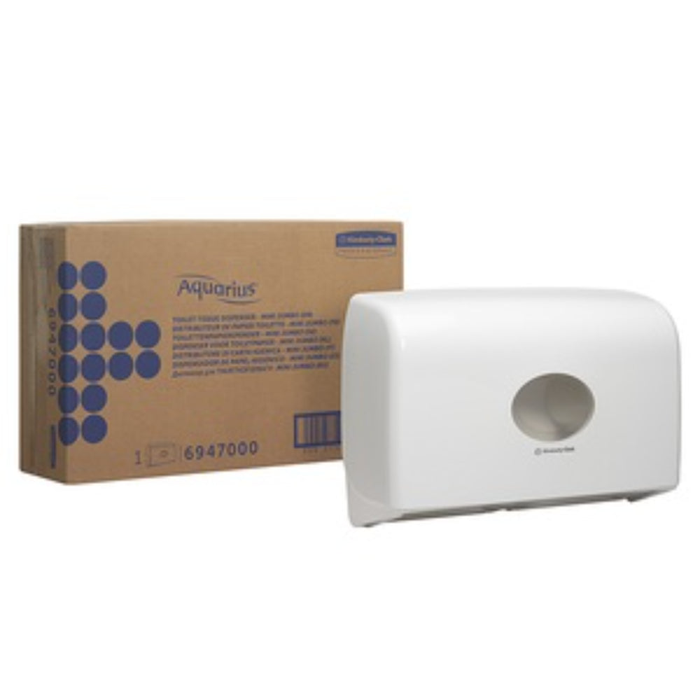 Twin Mini Jumbo Toilet Tissue Dispenser White Plastic
