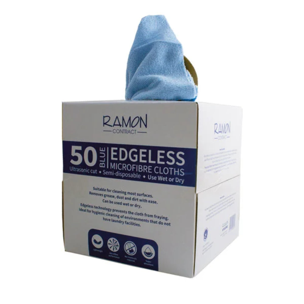 Ramon Contract Edgeless Boxed Microfibre Cloths Blue