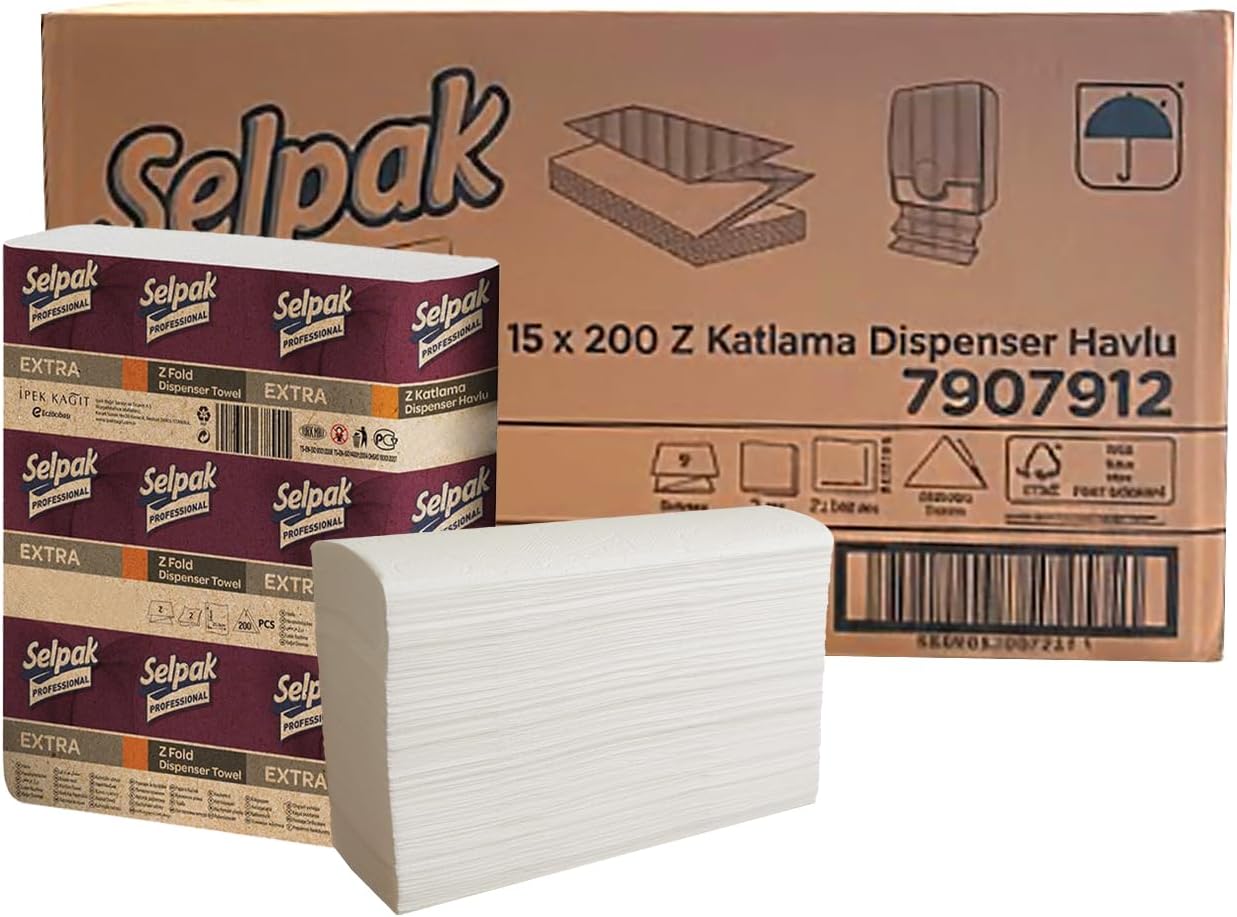 Pallet of 2Ply Selpak White Hand Towel Z Fold - 3000 Sheet