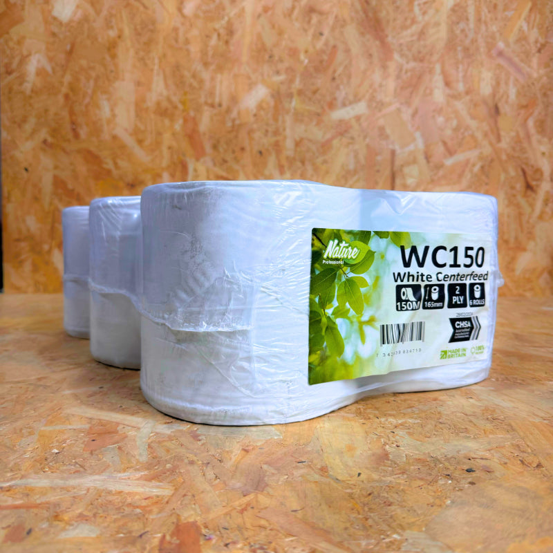 2Ply White Centrefeed Roll - 150m x 165mm - 6 Rolls