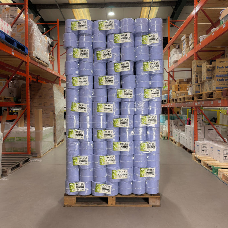 Pallet of 2Ply Premium Blue Centrefeed Roll - 150m x 165mm - 6 Rolls