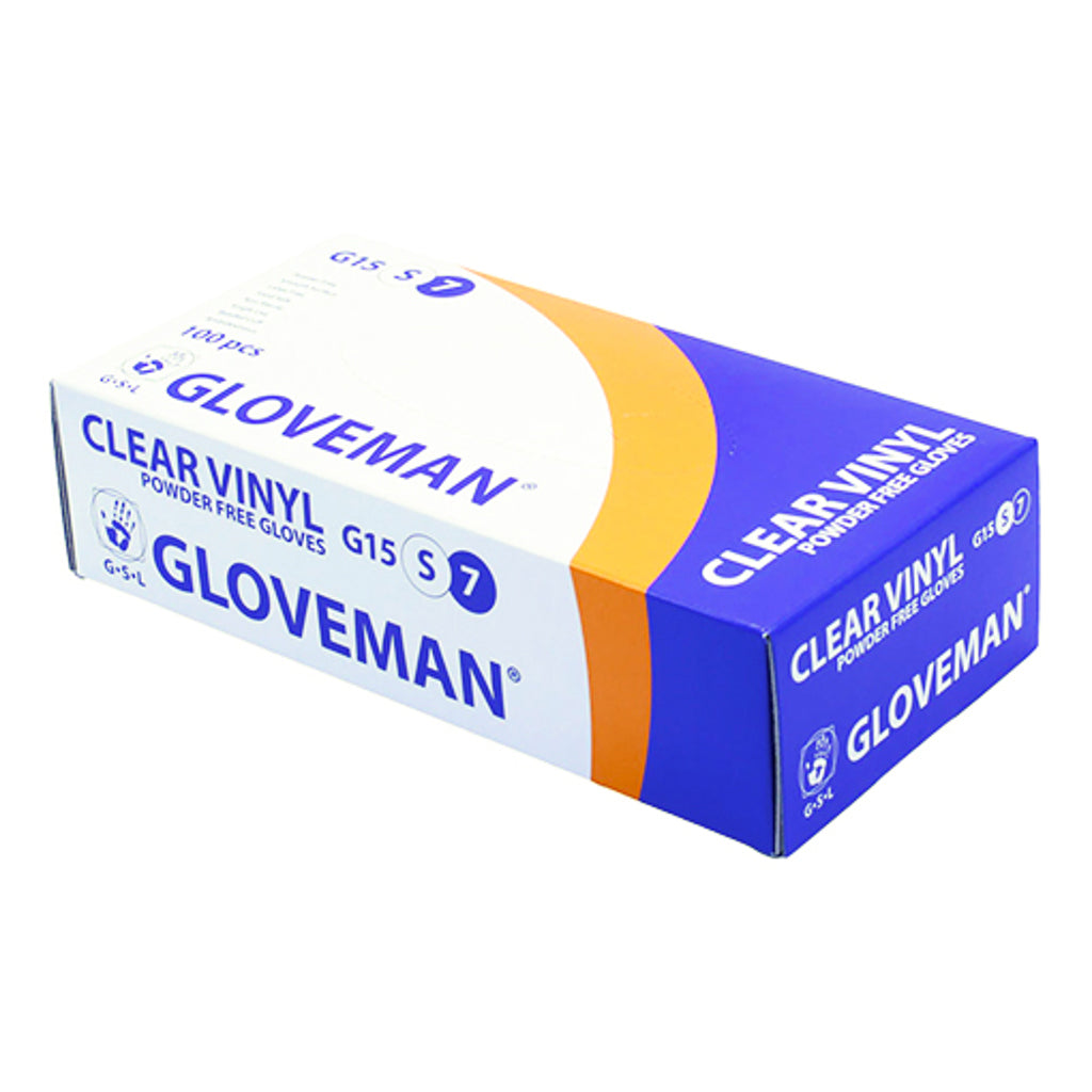 Gloveman® Clear Vinyl Powder Free Examination Gloves - Box of 100