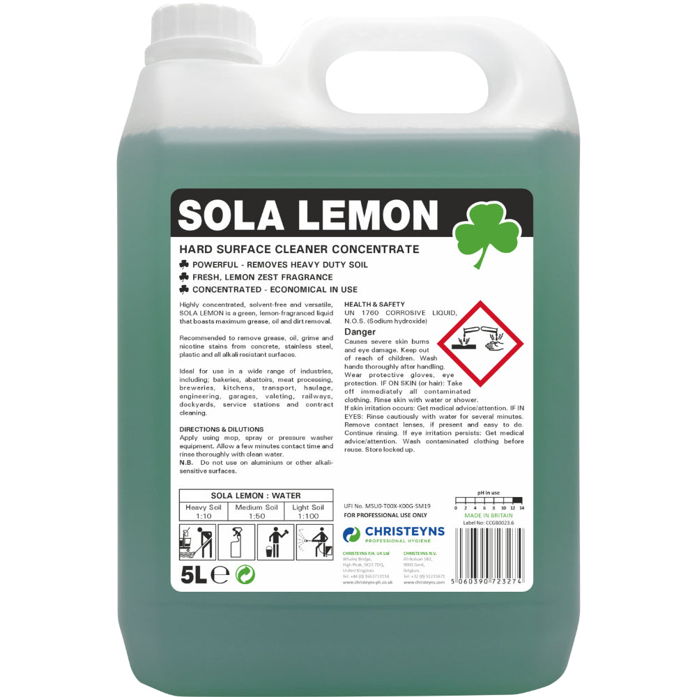 Christeyns SOLA LEMON Hard Surface Cleaner 5L
