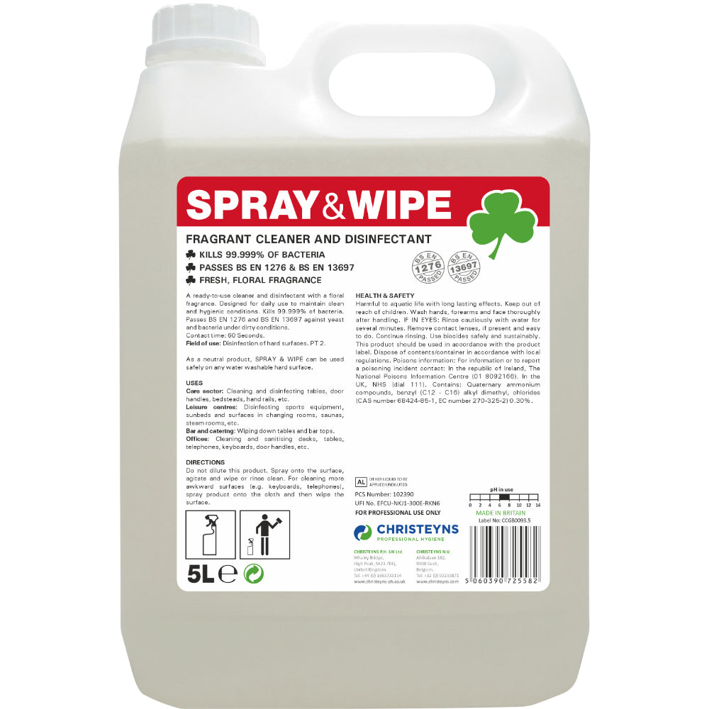 Christeyns SPRAY & WIPE Bactericidal Cleaner 5L