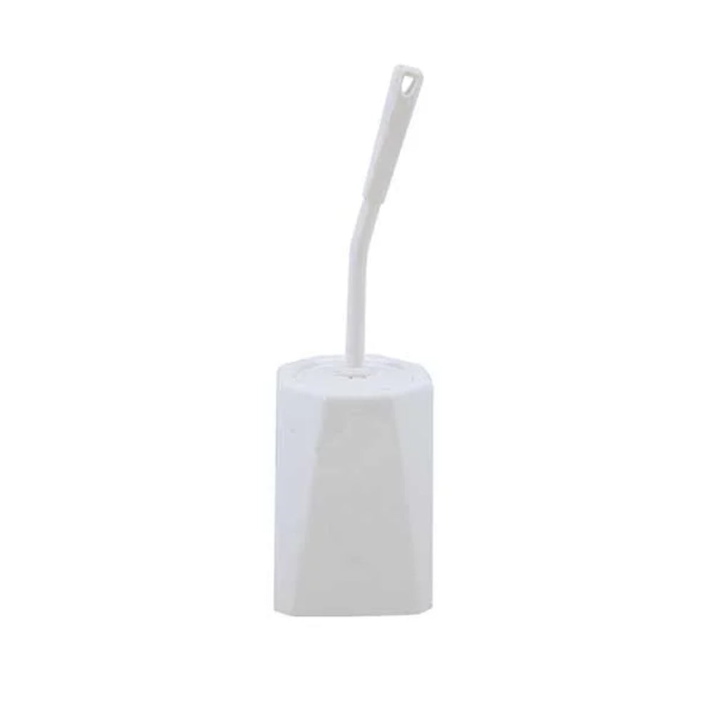 Enclosed Toilet Brush and Holder Plastic White - Single