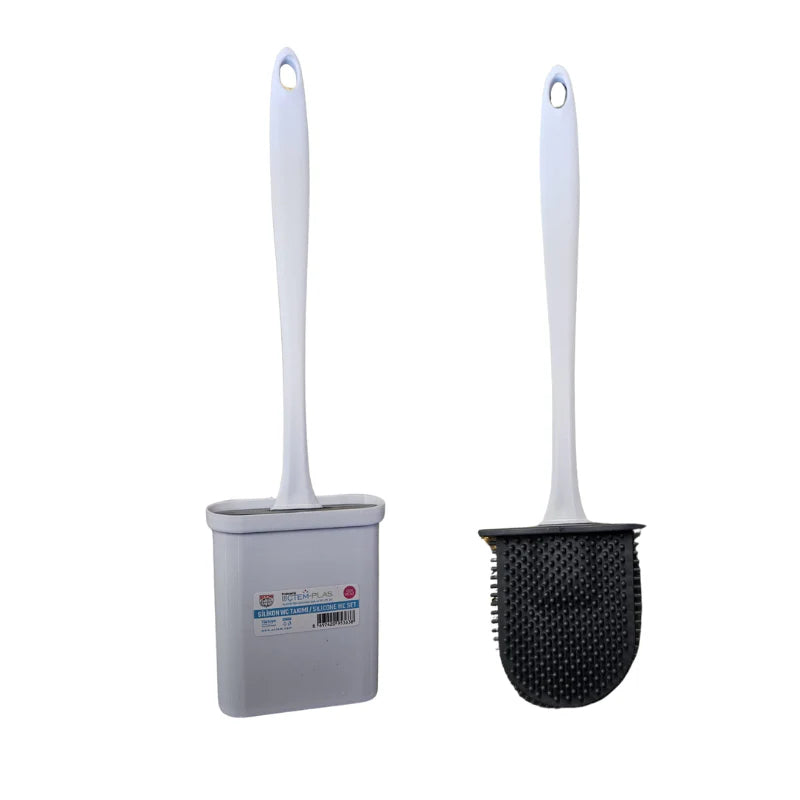 DuraClean Budget Toilet Brush Set with Silicone Head - White - Enclosed