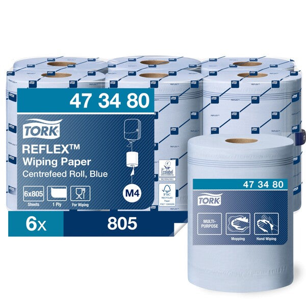 Tork Reflex Wiping Paper Centrefeed Roll Blue 270M - Case 6