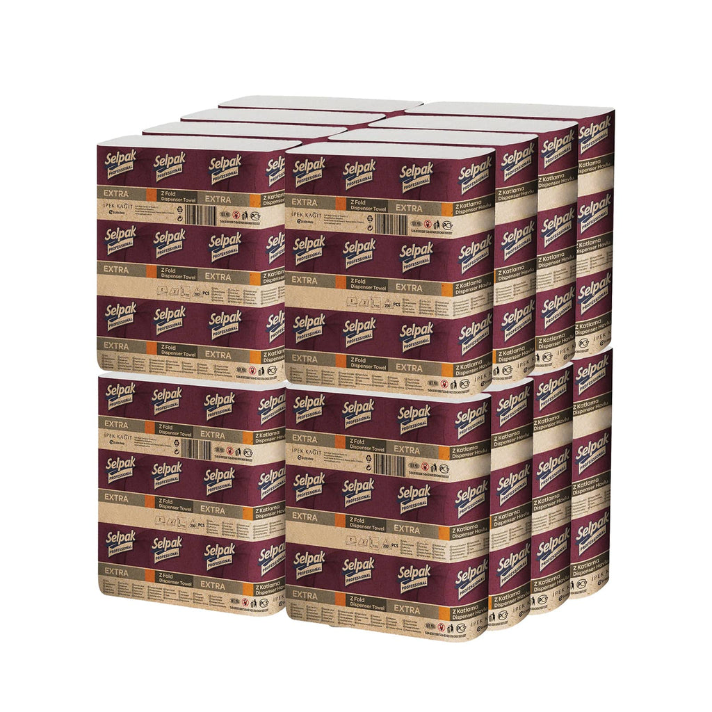 Pallet of 2Ply Selpak White Hand Towel Z Fold - 3000 Sheet