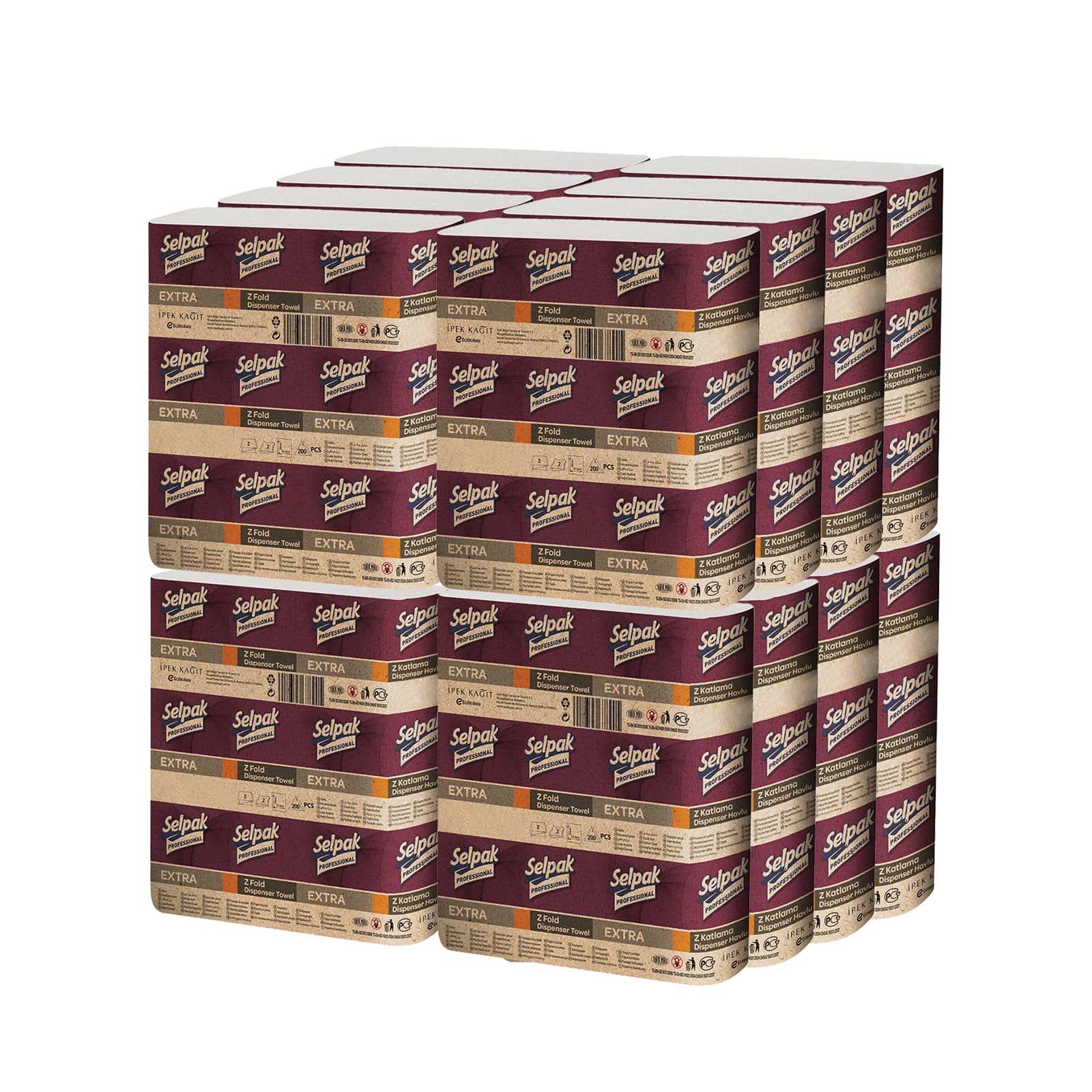 Pallet of 2Ply Selpak White Hand Towel Z Fold - 3000 Sheet