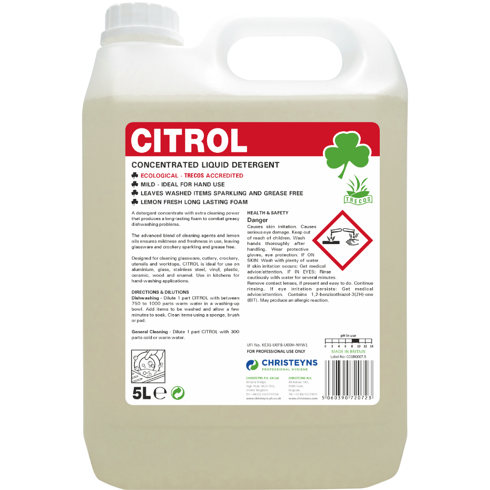 Christeyns CITROL Washing Up Detergent 5L