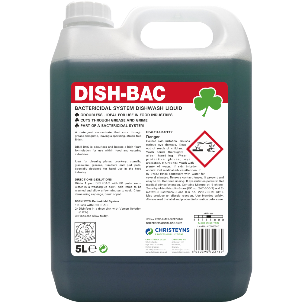 Christeyns DISH-BAC Bactericidal Detergent 5L