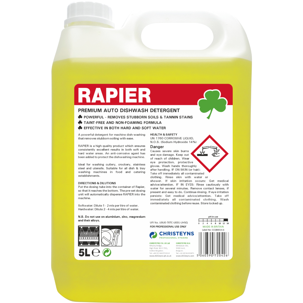 Christeyns RAPIER Machine Dish Washing Detergent 5L