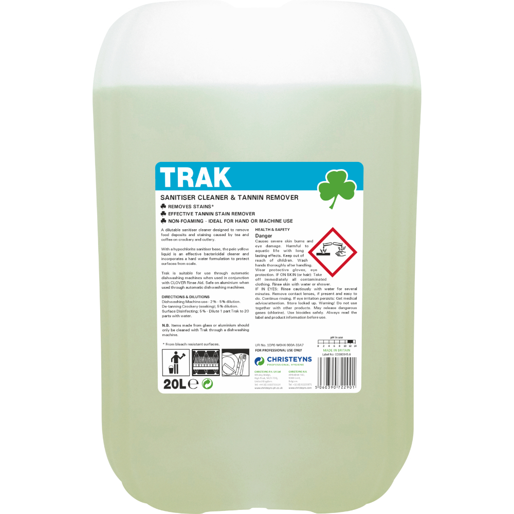 Christeyns TRAK Cleaner Destainer and Deodoriser 20L